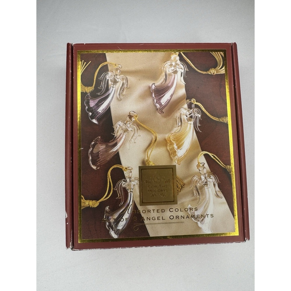 Lenox Blown Glass Angel Ornaments Assorted Colors Set of 6 In Original Box